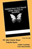 Siyah Kelebek | 50 Adet Hazır Tebrik Teşekkür Kartı - Kına Kartı - Makrome Kartı - SABİT YAZI 9x14cm
