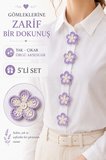 El Örgüsü Gömlek Ceket Aksesuarı 5'li Set Çiçek Broş Tak Çıkar Düğme için Süs Kadın Gömlek Hırka ceket Süsü Gözlük Tutucu Aksesuar
