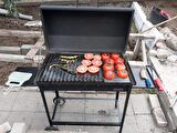 40x70 Demir Kapaklı barbekü Yazlık Tipi Mangal Grill Oluklu Izgara