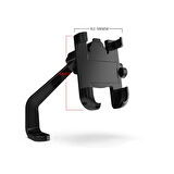 Alüminyum Gövdeli Metal Ayna Bağlantılı Motosiklet Telefon Tutucu 7 İnç Xl