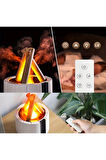 250 Ml Alev Görüntülü Bonfire Oda Nemlendirici Şık Tasarım Uzaktan Kumanda Kontrollü Beyaz