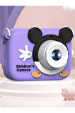 Mini 1080p Hd Çocuk Kamera Dijital Fotoğraf Makinesi 2.0 Inç Ekran 5 Adet Oyun Mor