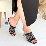 Evra Leopar Triko Topuklu Terlik