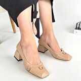 Cande Bej Rugan Topuklu Ayakkabı