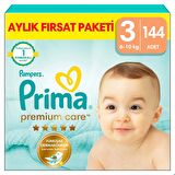 Prima Bebek Bezi Premium Care 3 Beden 144'lü Aylık Fırsat Paketi