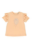 Panço Kız Çocuk Balon Nakışlı T-shirt Beyaz