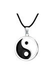 Ying Yang Madalyon Suni Deri Ipli Metal Kolye