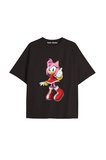 UNİSEX Bay Sonic Desenli Siyah Yazlık T-shirt