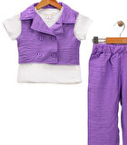 Dantel Detay Kız Çocuk Takım Yelekli Kız Çocuk Takım