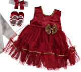 6 Ay Kız Bebek Mevlüt Takımı - Pul, Fiyonk ve Tül Detaylı, Pamuklu