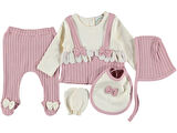 YENİDOĞAN % 100 PAMUKLU DANTELLİ KIZ BEBEK 5Lİ ZIBIN SET 1/6 AY HEDİYELİK