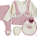 YENİDOĞAN % 100 PAMUKLU DANTELLİ KIZ BEBEK 5Lİ ZIBIN SET 1/6 AY HEDİYELİK