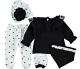 % 100 PAMUKLU KIZ BEBEK GİYİM DANTEL DETAYLI HELENA  5Lİ ZIBIN SET 1/3 AY ŞIK HEDİYELİK