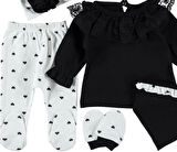 % 100 PAMUKLU KIZ BEBEK GİYİM DANTEL DETAYLI HELENA  5Lİ ZIBIN SET 1/3 AY ŞIK HEDİYELİK