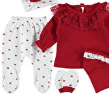 % 100 PAMUKLU KIZ BEBEK GİYİM DANTEL DETAYLI HELENA  5Lİ ZIBIN SET 1/3 AY ŞIK HEDİYELİK