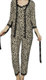 Leopar Şıklığıyla 3’lü Set Pamuklu Kadın Pijama Takımı 