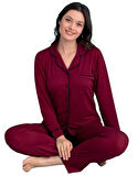 Kadın Uzun Kol Düğmeli Pijama Takımı S/2XL Lorenza Notte Ev Giyim Hediyelik