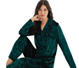 Serena Velour Tasarım Yumuşak Parlak Kadife Kadın Pijama Takımı Kışlık Ev Giyim S/2XL