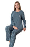 Lucia Bella Tasarım Fitilli Kışlık Kadın Pijama Takımı M/2XL