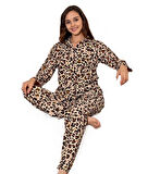 Luna Suede Kışlık Süet Gömlek Yaka Kadın Pijama Takımı M/XXL