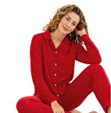 Luna Fiore Polar Kumaş Düğmeli Kışlık Kadın Pijama Takımı S/2XL
