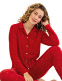 Luna Fiore Polar Kumaş Düğmeli Kışlık Kadın Pijama Takımı S/2XL