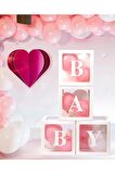 Kenarları Beyaz Kutu Şeffaf Kutu Beyaz Baby Yazılı Harf 25 Cm