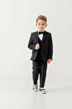 Mini Gentleman Erkek Çocuk Takım Elbise - 5 Parça (Ceket, Yelek, Gömlek, Pantolon, Papyon)