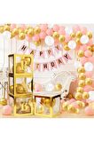 Kenarları Gold Kutu Şeffaf Kutu Gold Baby Yazılı Harf 25 Cm