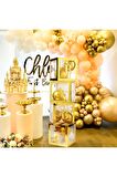 Kenarları Gold Kutu Şeffaf Kutu Gold Baby Yazılı Harf 25 Cm