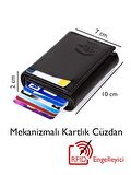 Erkek Siyah Deri Mekanizmalı Otomatik Kızaklı Kartlık Cüzdan (7cmX10cm)