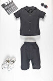Erkek Çocuk Yazlık Takım 3-10 Yaş – Şortlu Gömlek Set | Börümcük Kumaş Alt Üst İkili Takım