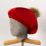 KIZ ÇOCUK ŞAPKA AKSESUARLI KIRMIZI KABAN