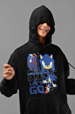 Sonic Lets Go Baskılı Unisex Oversize Çizgi Film Hoodie
