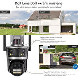 qasul 8K WiFi 16MP Dört Ekran Güvenlik Kamerası CCTV IP Kamera 8X Zoom Otomatik Takip Video Gözetim