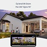qasul 8K WiFi 16MP Dört Ekran Güvenlik Kamerası CCTV IP Kamera 8X Zoom Otomatik Takip Video Gözetim