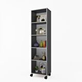 Kenzlife kitaplık beril 188*040*020 gri tekerlekli mutfak dolabı banyo ofis ayakkabılık kiler