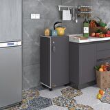Kenzlife mutfak dolabı zehra 088*050*032 gri kilitli tekerlekli banyo evrak ofis kitaplık ayakkabılık kiler