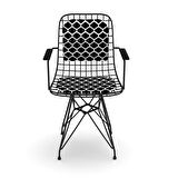 Knsz kafes tel sandalyesi 1 li mazlum syhviona kolçaklı sırt minderli ofis cafe bahçe mutfak