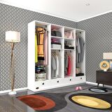 Kenzlife giysi dolabı 4 bölmeli 4 çekmeceli kamil 182*200*42 byz dolap kapaksız