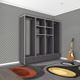 Kenzlife giysi dolabı 4 bölmeli 4 çekmeceli kamil 182*200*42 gri dolap kapaksız