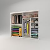 Kenzlife gardırop sürgülü kapaklı kapılı 200 papatya byz aynalı gardolap dolap