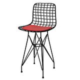 Knsz ufak boy tel bar sandalyesi 1 li uslu syhkrm 55 cm oturma yüksekliği mutfak bahçe cafe ofis