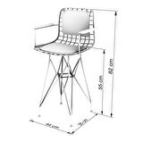 Knsz ufak boy tel bar sandalyesi 1 li uslu syhsrı kolçaklı 55 cm oturma yüksekliği mutfak bahçe cafe ofis