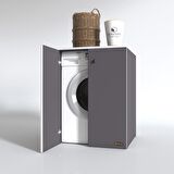 Kenzlife çamaşır makinesi dolabı kapaklı tatyana gri 90*70*60 banyo ofis kapaklı arkalıksız