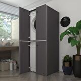 Kenzlife çamaşır-bulaşık makinesi dolabı kapaklı roksana gri 180*70*60 banyo çift katlı arkalıksız