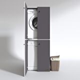 Kenzlife çamaşır-bulaşık makinesi dolabı kapaklı roksana gri 180*70*60 banyo çift katlı arkalıksız