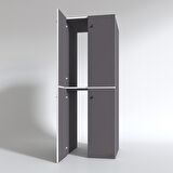 Kenzlife çamaşır-bulaşık makinesi dolabı kapaklı roksana gri 180*70*60 banyo çift katlı arkalıksız