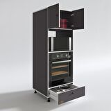 Kenzlife fırın dolabı kamile gri 162*60*56 mutfak çekmeceli ayaklı banyo kiler ofis