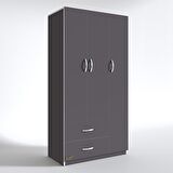Kenzlife gardırop 3 kapılı 2 çekmeceli fesleğen 180*120*52 gri XLARGE kapaklı gardolap dolap